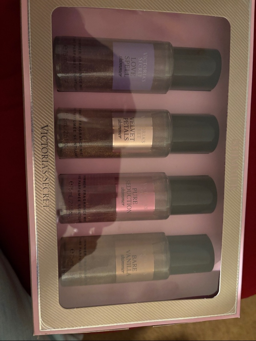 Victoria's Secret Shimmer Mini Mist Set - Pink, Purple, Brown, Gold